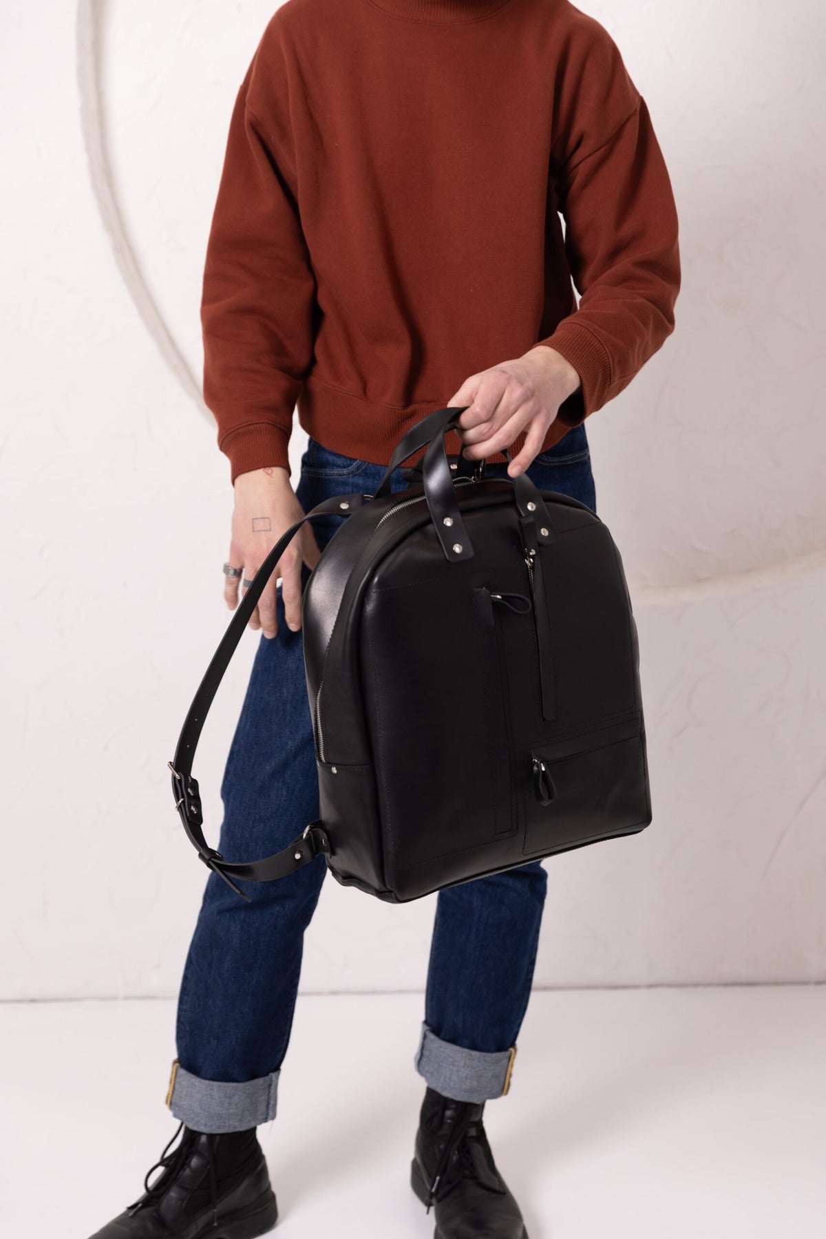Lederrucksack GORDON in Schwarz – Ansicht 7