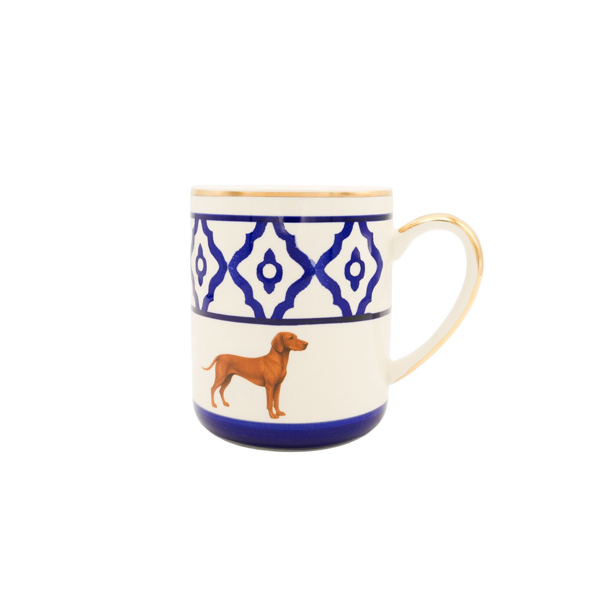 Kaffeetasse Vizsla von Michael Platin Design, handbemalt mit Goldrand
