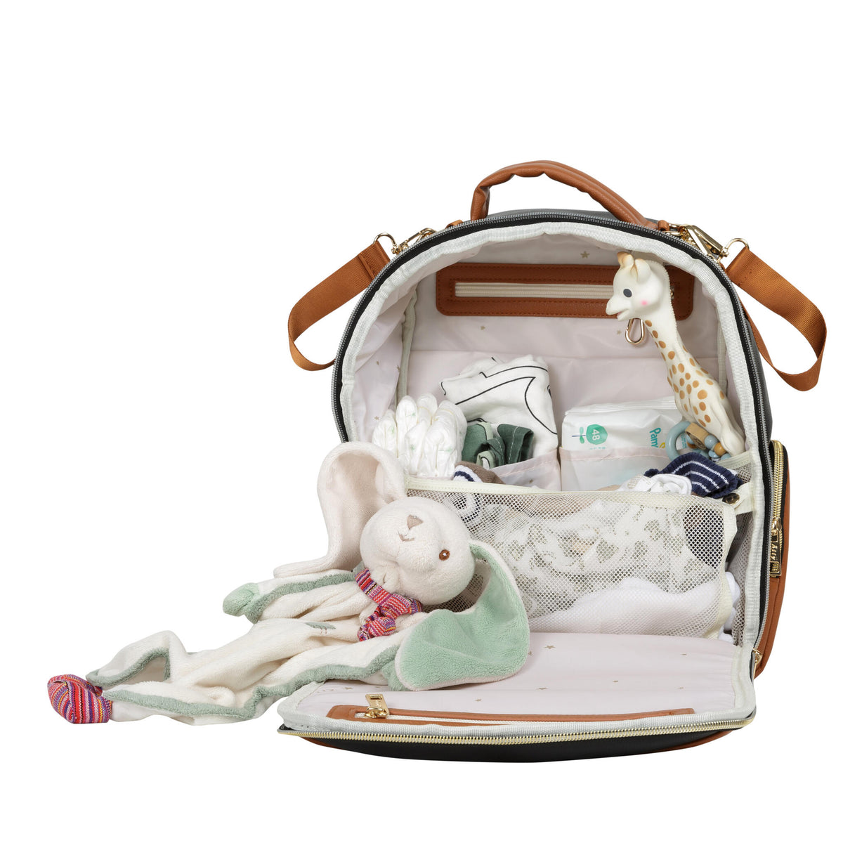Kleiner Organizer-Rucksack in Creme und Braun – Ansicht 8