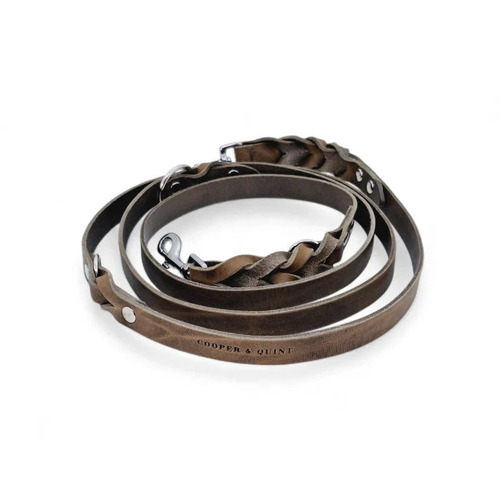 Verstellbare Lederleine TWISTED SWITCH in Taupe von Cooper & Quint
