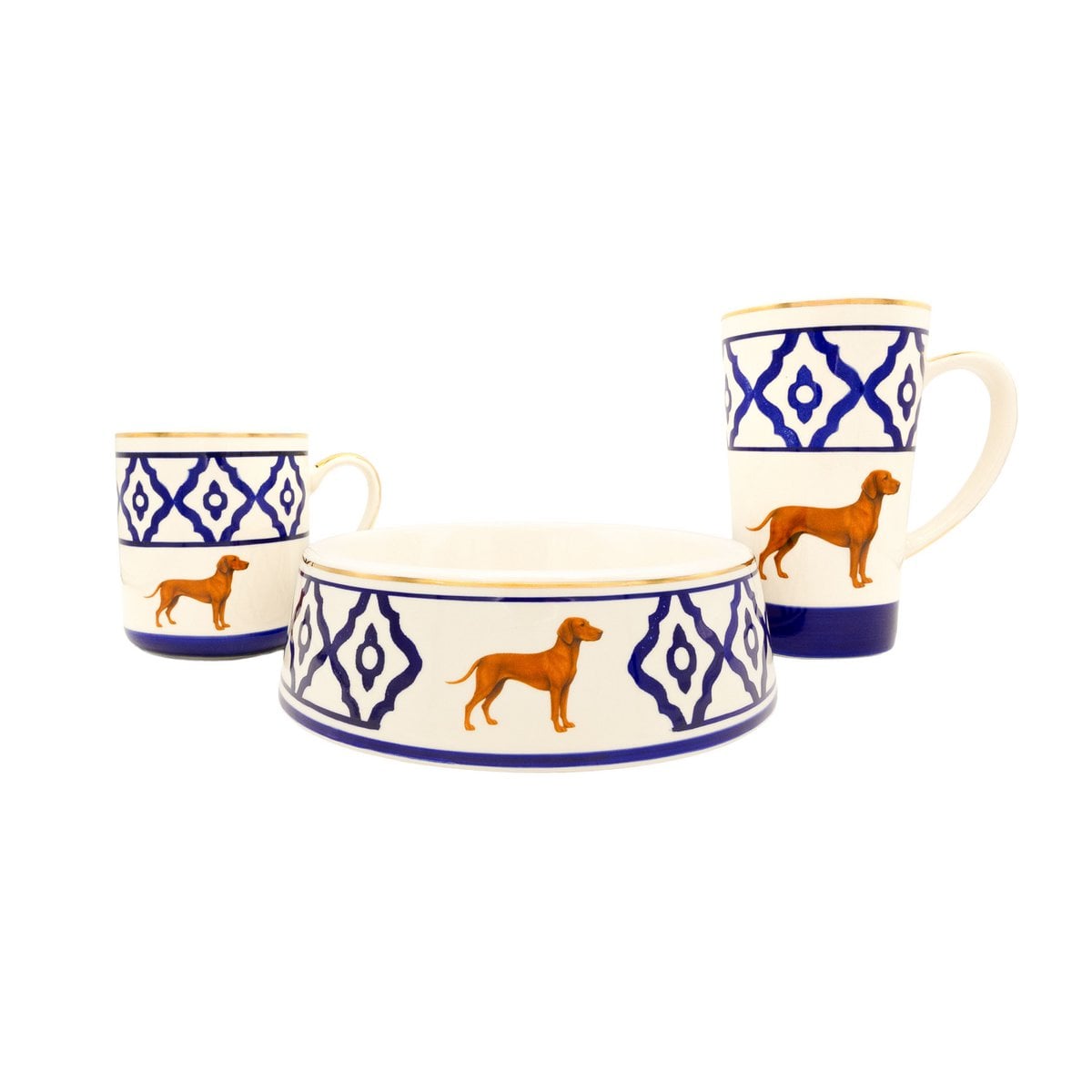 Hundenapf Vizsla von Michael Platin Design, handbemalte Keramik mit Goldrand
