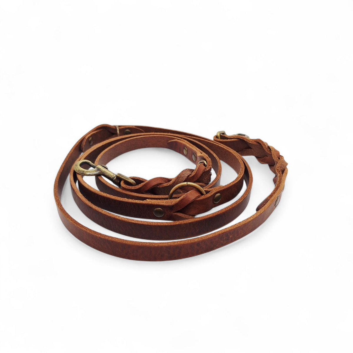 Verstellbare Lederleine TWISTED SWITCH in Braun von Cooper & Quint