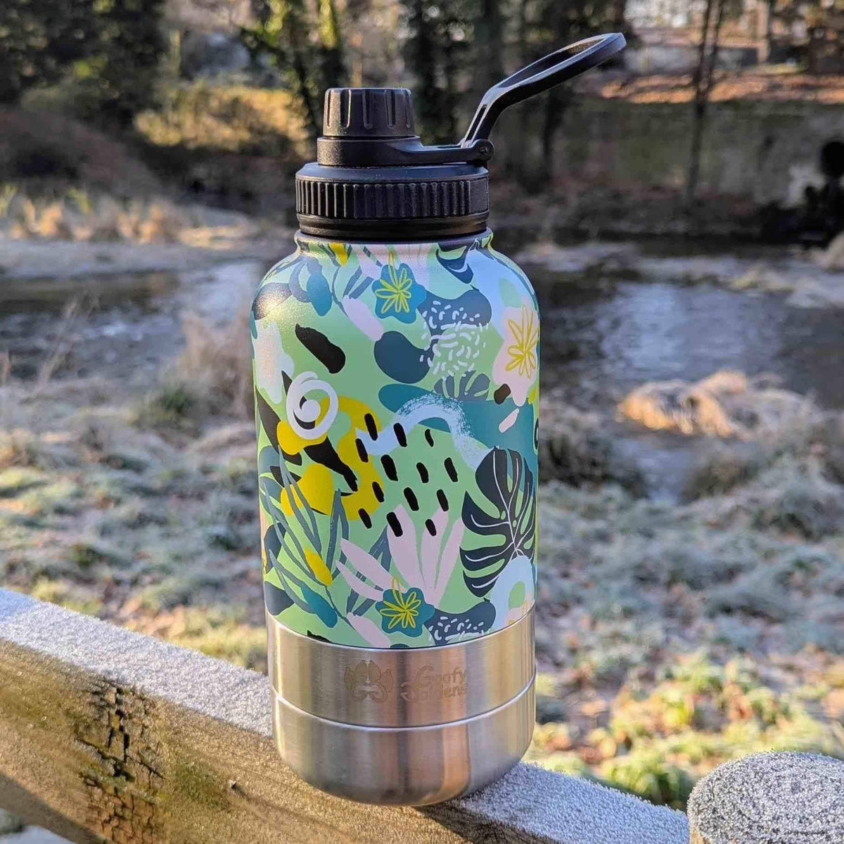 Trinkflasche für Hunde 1 L im Riff-Muster von Goofy Goldens – Ansicht 4
