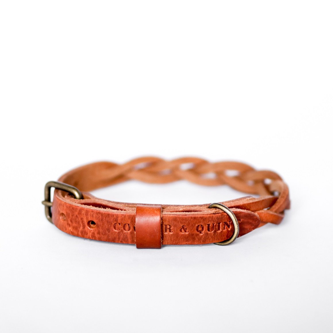 Geflochtenes Lederhalsband TWISTED in Cognac von Cooper & Quint