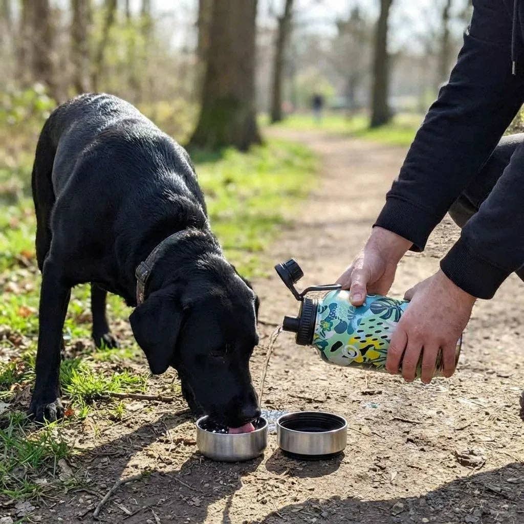 Trinkflasche für Hunde 1 L im Riff-Muster von Goofy Goldens – Ansicht 2