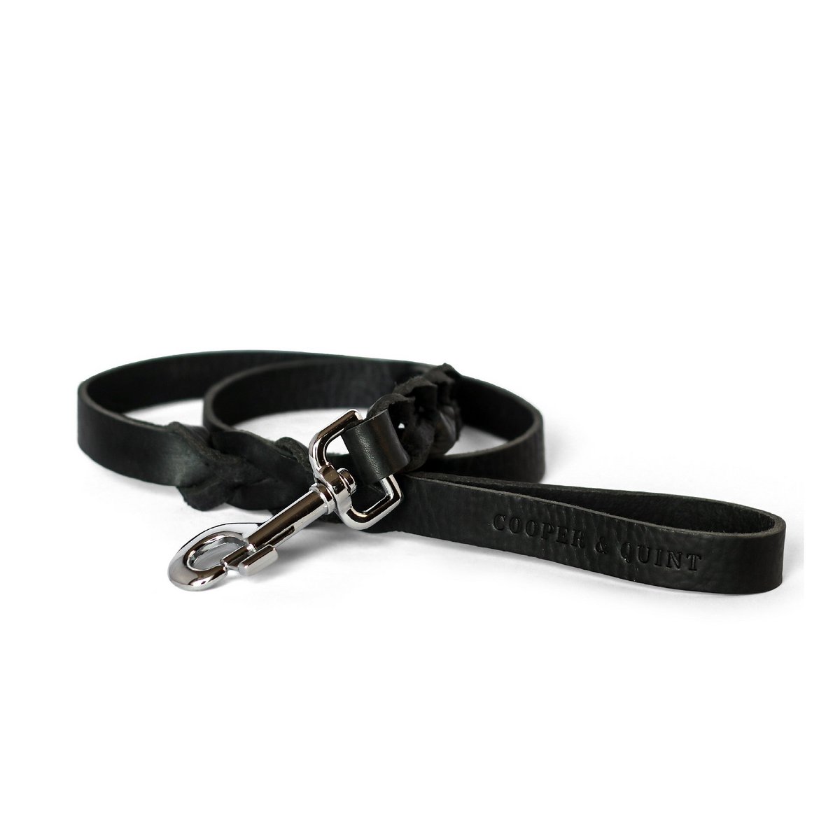 Geflochtene Lederleine TWISTED in Schwarz von Cooper & Quint