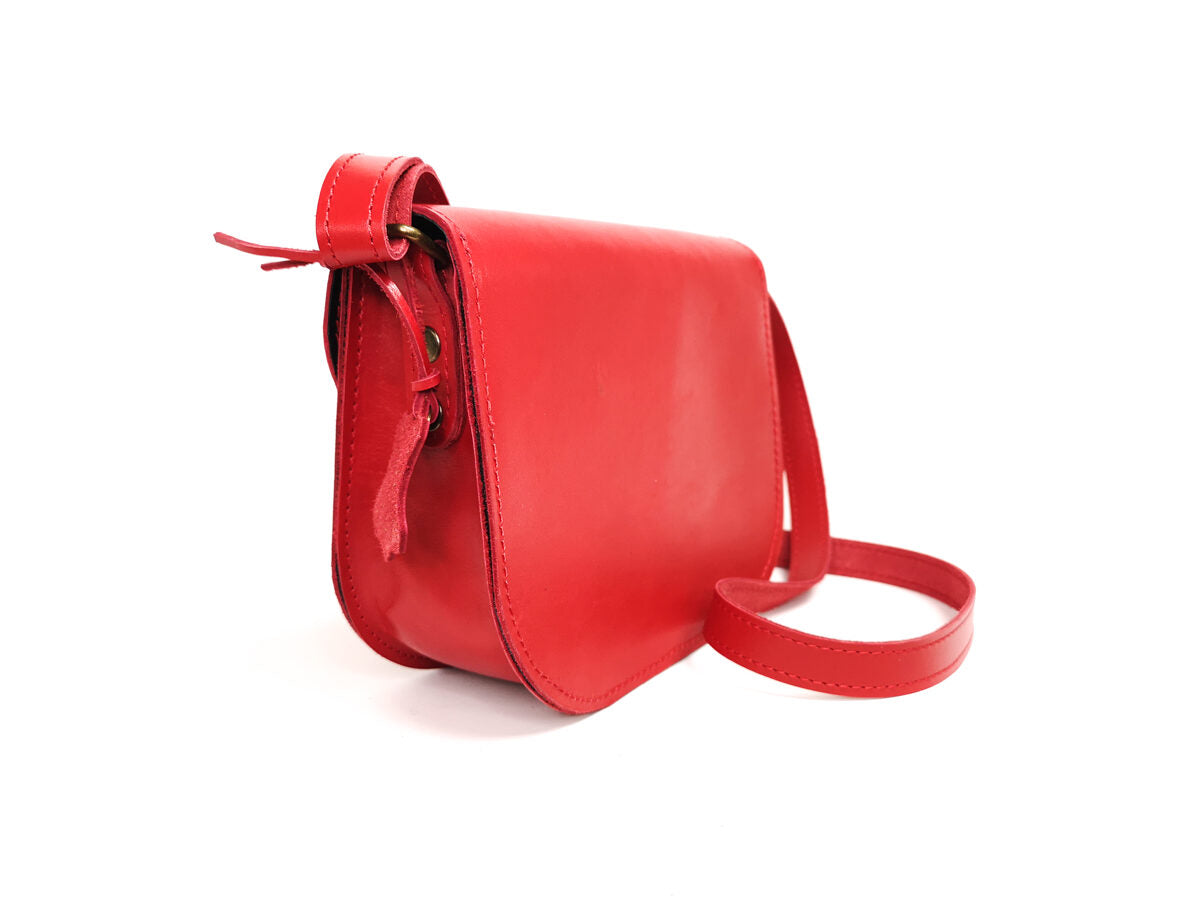 Satteltasche aus Leder in Rot – Ansicht 7