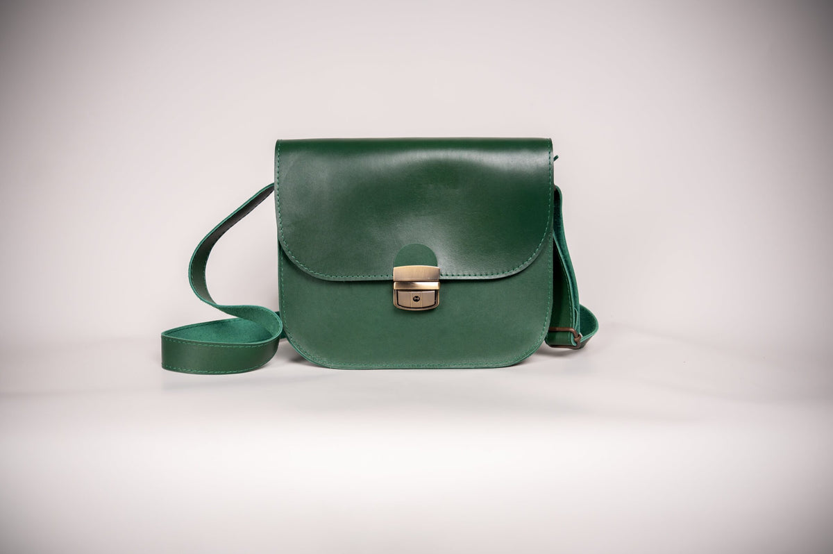 Satteltasche aus Leder in Grün – Ansicht 11