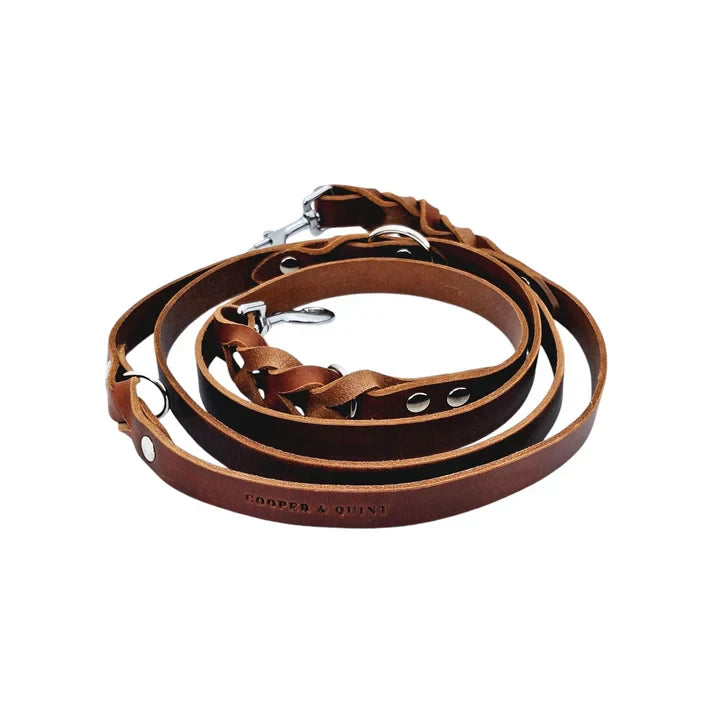 Verstellbare Lederleine TWISTED SWITCH in Braun von Cooper & Quint