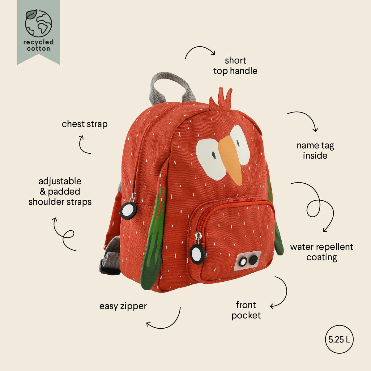 Trixie Kinderrucksack Mr. Parrot in Rot