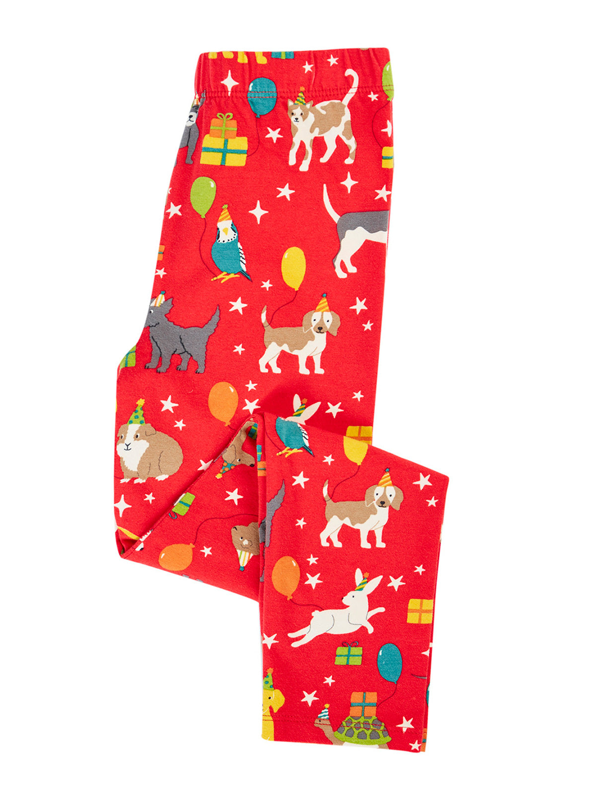 Frugi Libby Leggings Rot mit Tierparty-Print – Ansicht 2