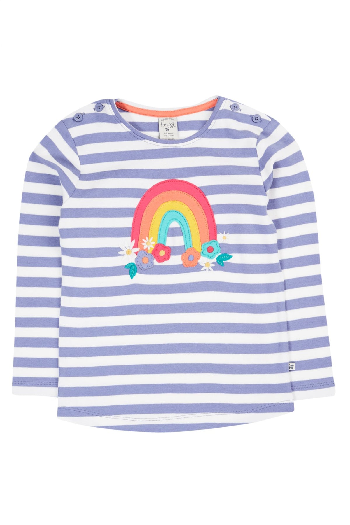 Frugi Kinder Langarmshirt Lila mit Regenbogen-Applikation
