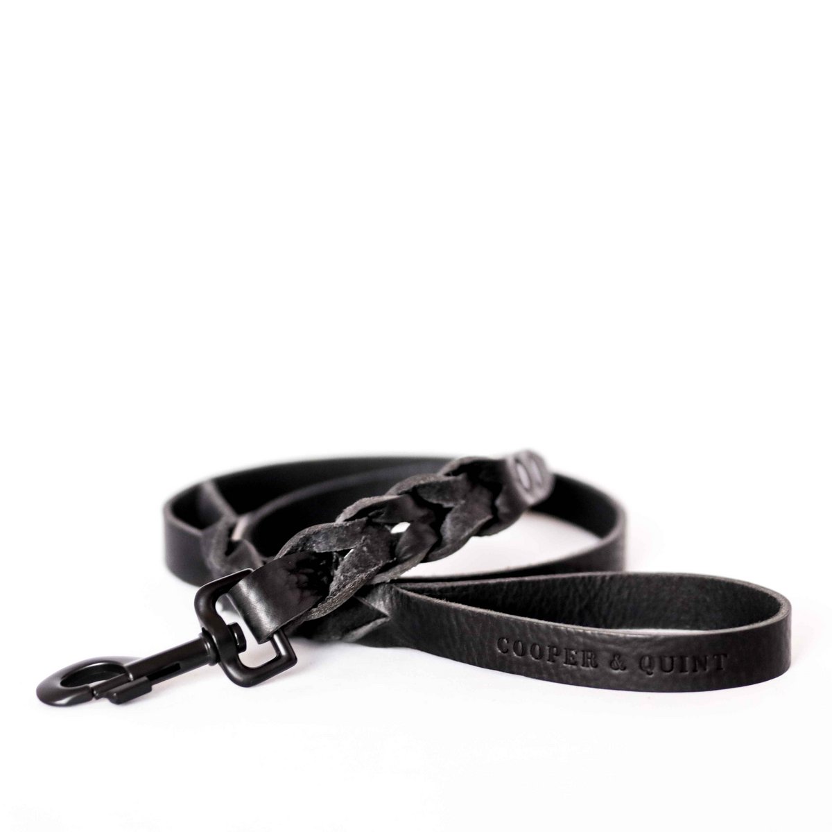 Geflochtene Lederleine TWISTED in Schwarz von Cooper & Quint