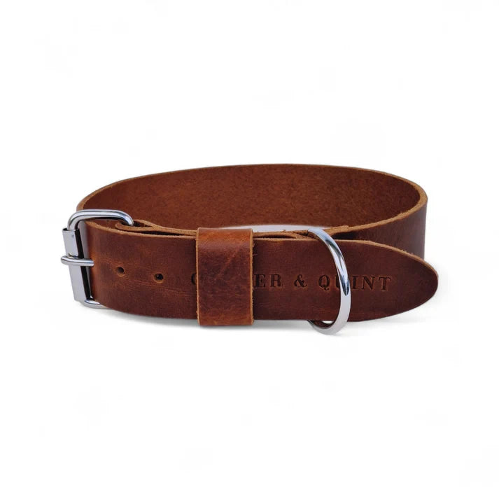 Breites Lederhalsband in Braun von Cooper & Quint