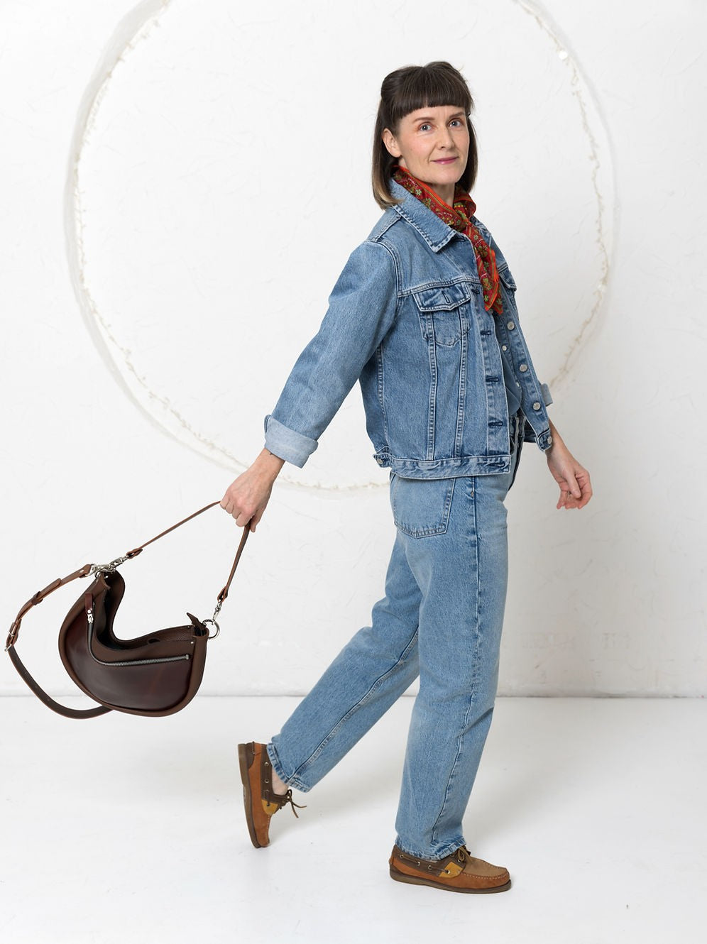Lederhandtasche STELLA in Braun und Cognac – Ansicht 5