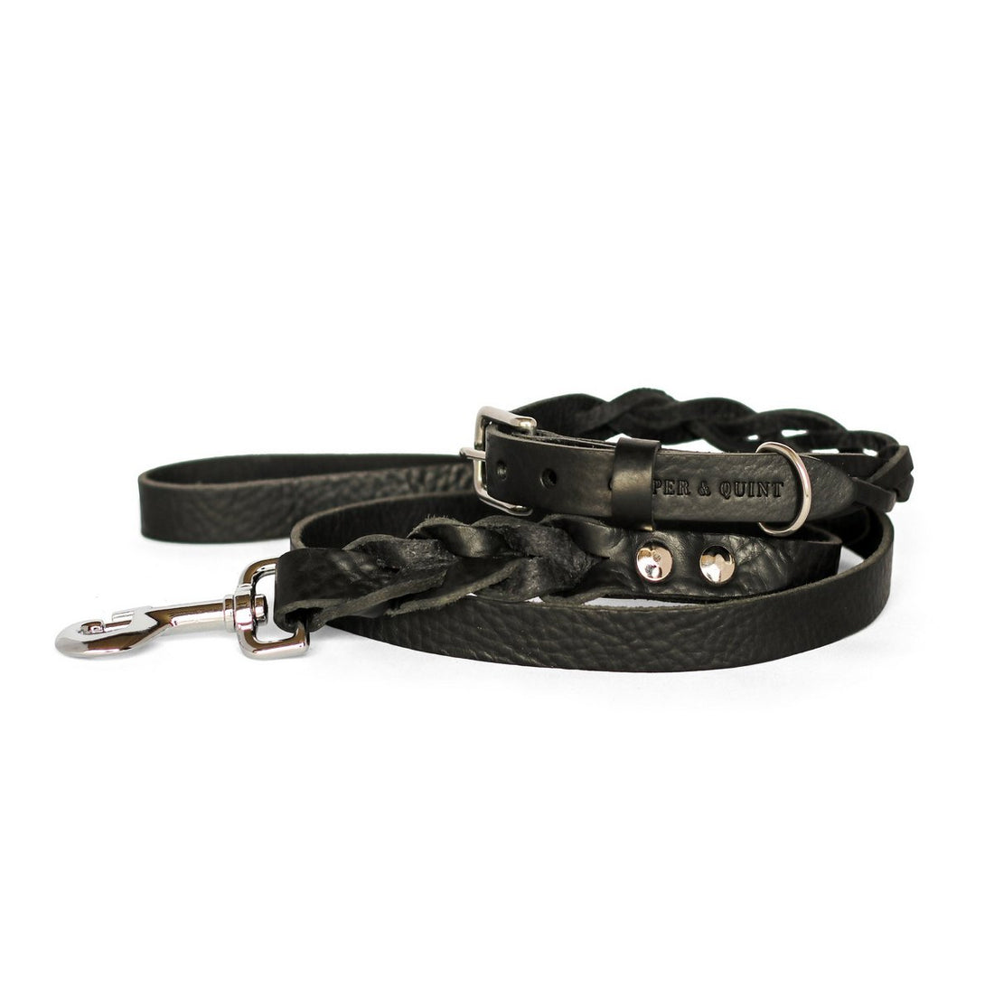 Geflochtene Lederleine TWISTED in Schwarz von Cooper &amp; Quint