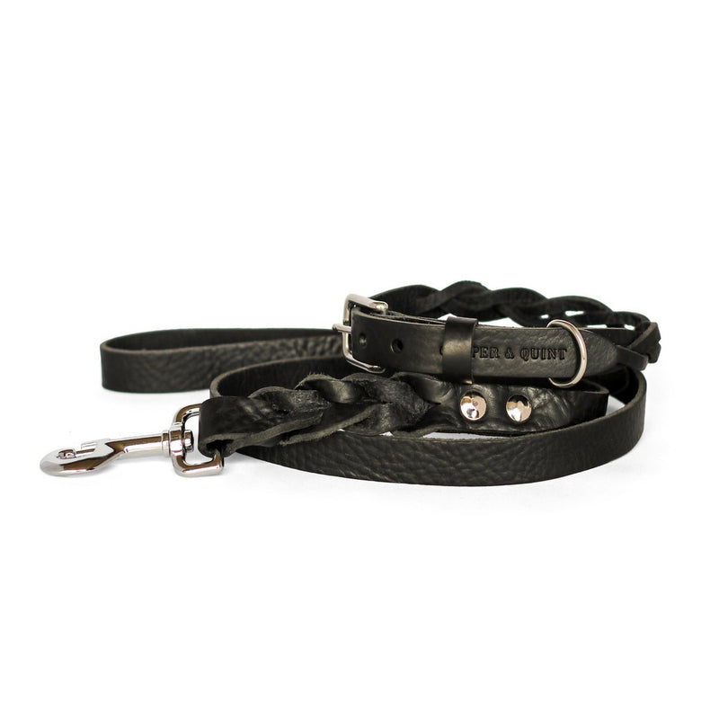 Geflochtene Lederleine TWISTED in Schwarz von Cooper & Quint