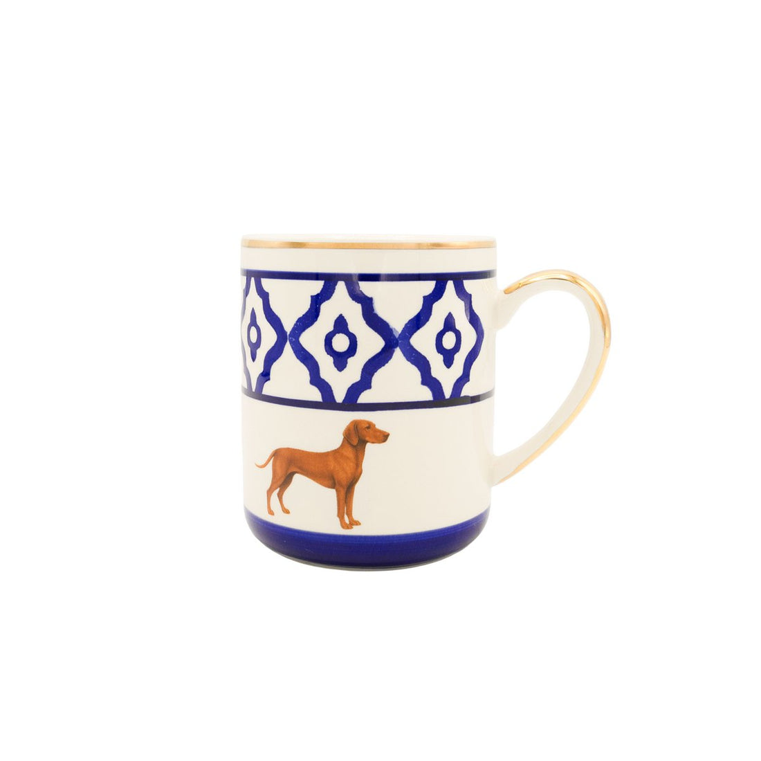 Kaffeetasse Vizsla von Michael Platin Design, handbemalt mit Goldrand