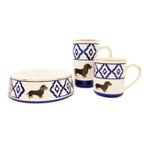 Kaffeetasse Dackel von Michael Platin Design, handbemalt mit Goldrand