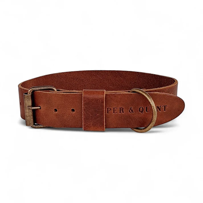 Breites Lederhalsband in Braun von Cooper &amp; Quint