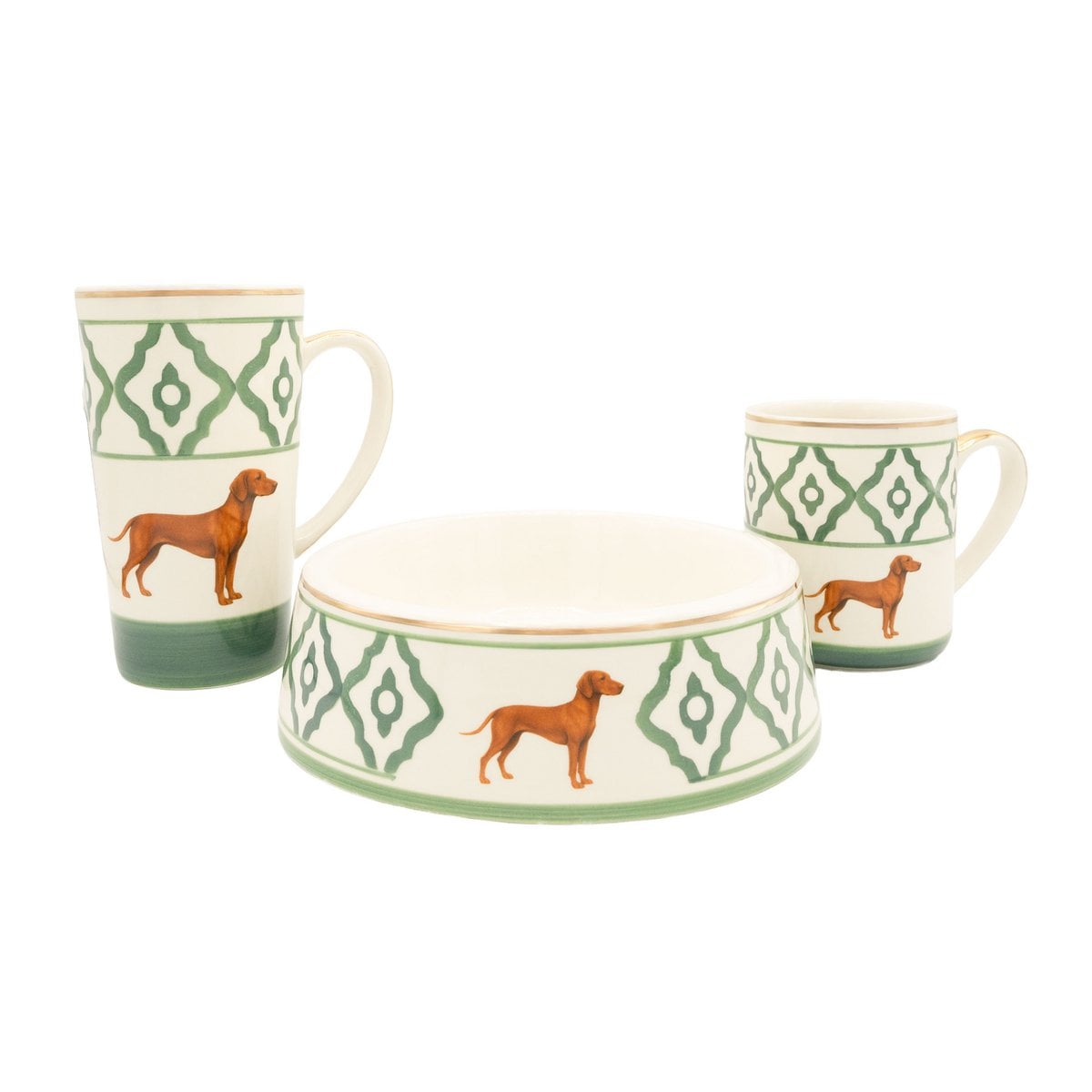 Hundenapf Vizsla von Michael Platin Design, handbemalte Keramik mit Goldrand