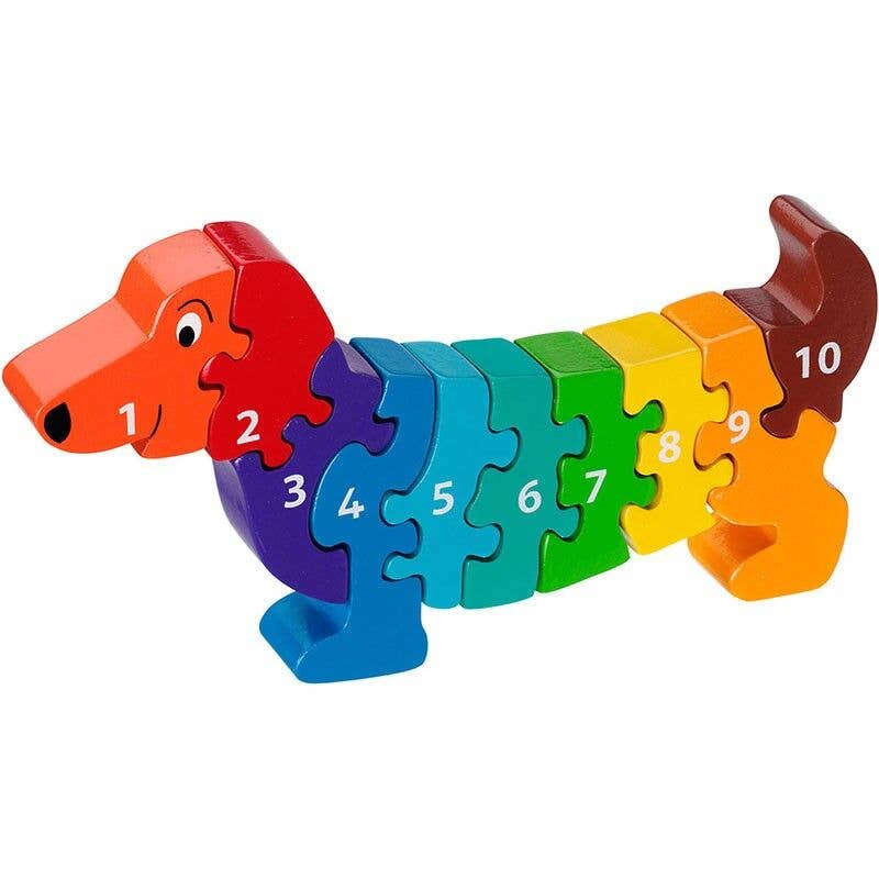 Hunde-Puzzle mit Zahlen von 1 bis 10