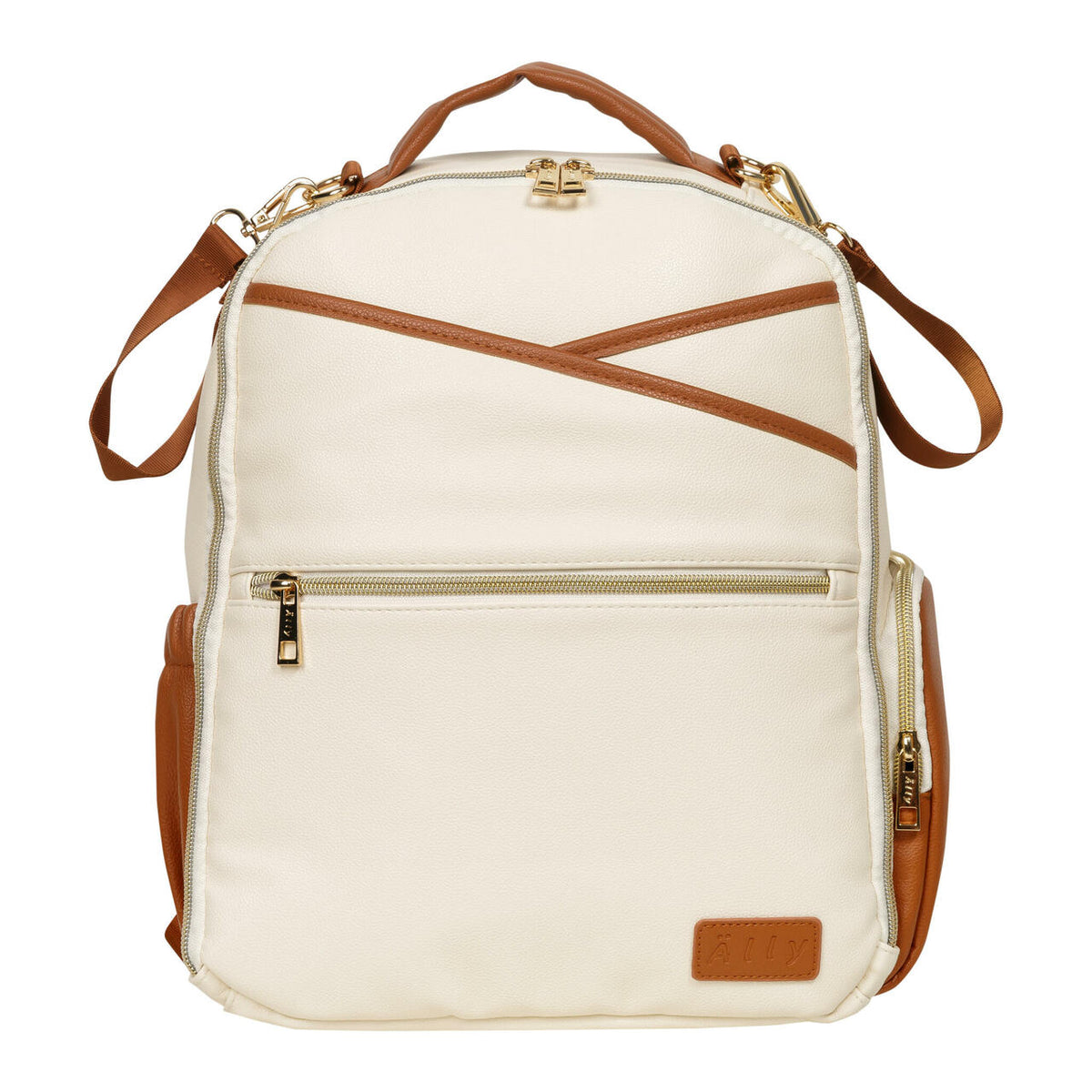 Kleiner Organizer-Rucksack in Creme und Braun
