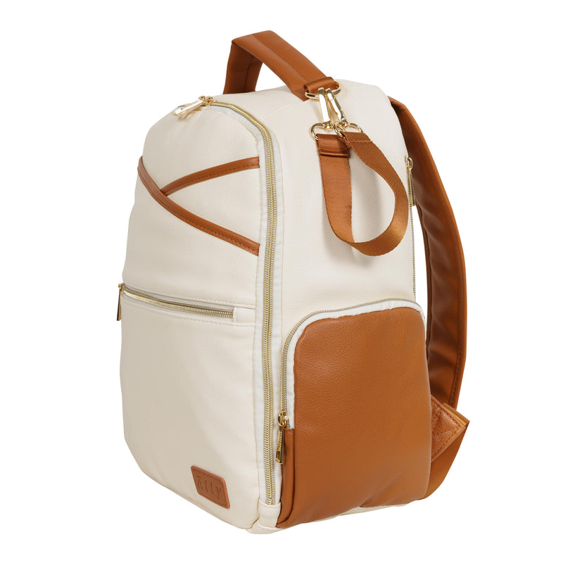 Kleiner Organizer-Rucksack in Creme und Braun – Ansicht 7