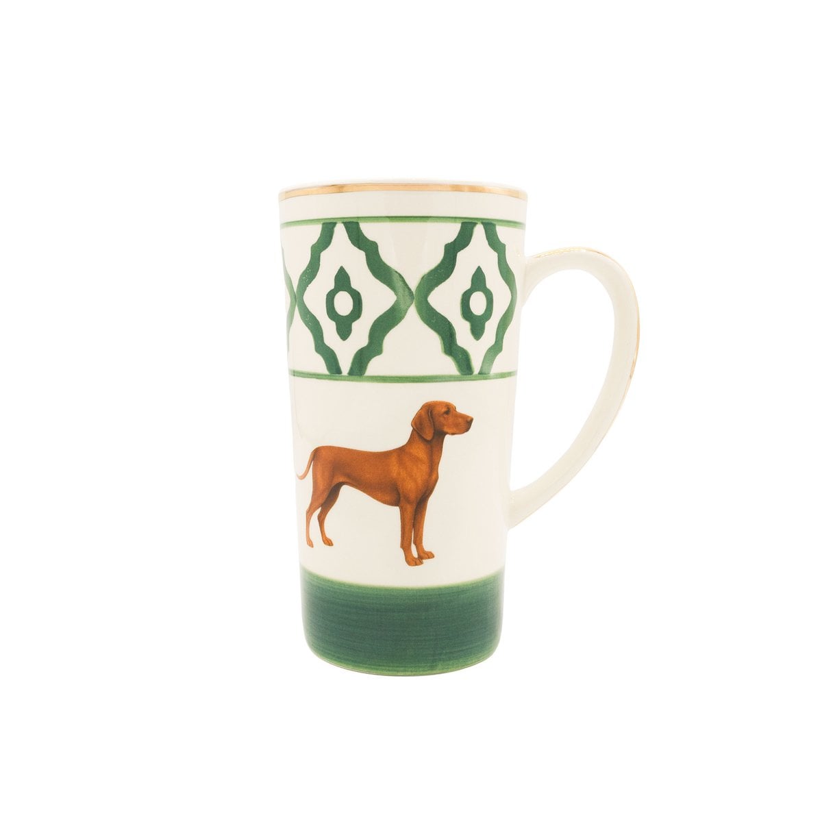 Große Teetasse Vizsla von Michael Platin Design, handbemalt mit Goldrand