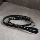 Geflochtene Lederleine TWISTED in Schwarz von Cooper & Quint