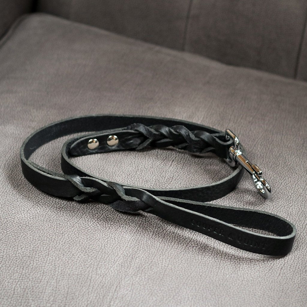 Geflochtene Lederleine TWISTED in Schwarz von Cooper &amp; Quint