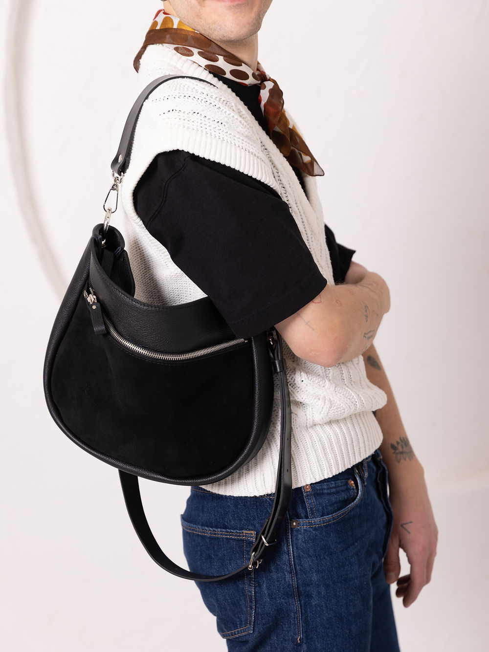 Lederhandtasche STELLA in Schwarz