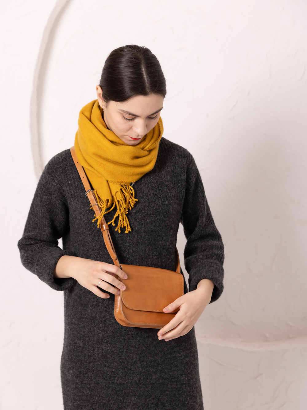 Lederhandtasche RUBY in Caramel – Ansicht 3