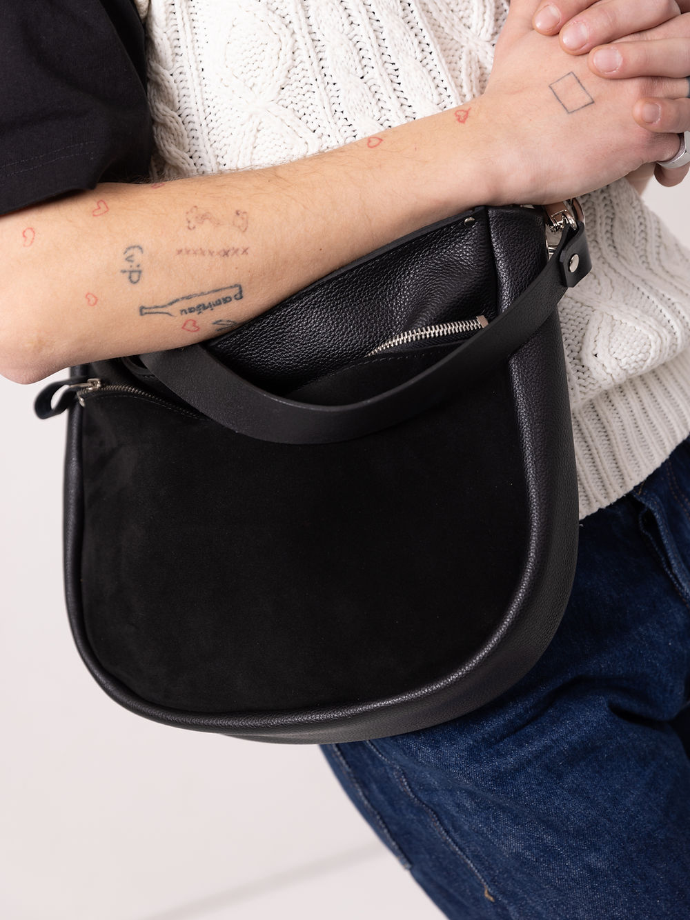 Lederhandtasche STELLA in Schwarz – Ansicht 3