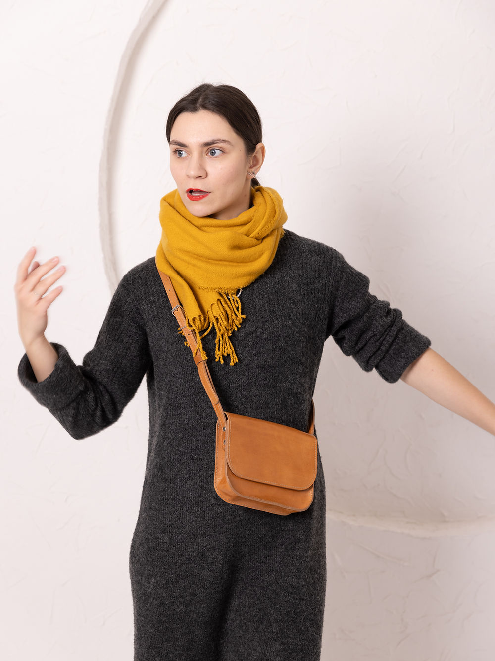 Lederhandtasche RUBY in Caramel – Ansicht 8
