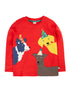 Frugi Adventure Langarmshirt Rot mit drei Hunde-Applikationen
