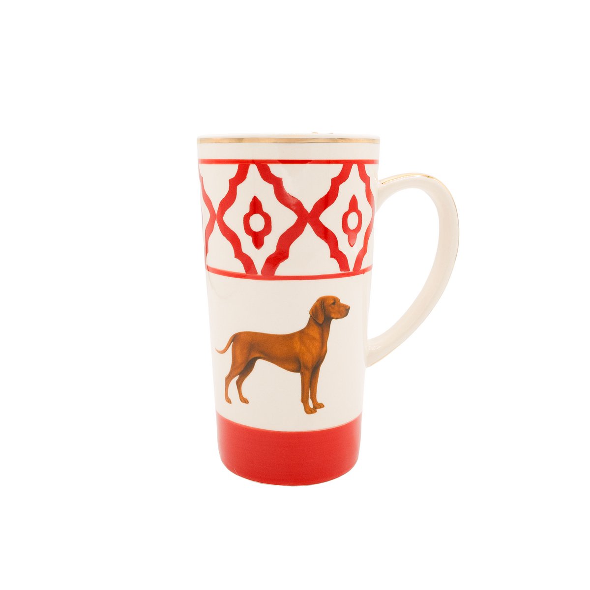 Große Teetasse Vizsla von Michael Platin Design, handbemalt mit Goldrand