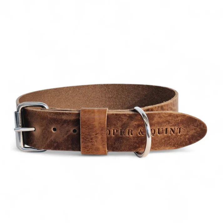 Breites Lederhalsband in Taupe von Cooper &amp; Quint