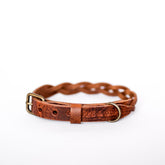 Geflochtenes Lederhalsband TWISTED in Braun von Cooper & Quint