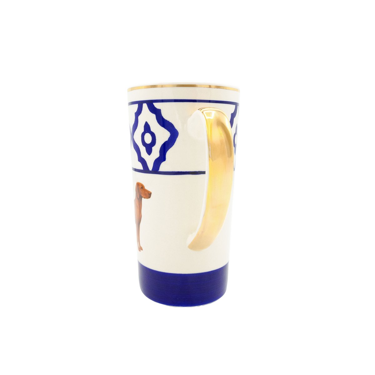 Große Teetasse Vizsla von Michael Platin Design, handbemalt mit Goldrand