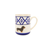 Kaffeetasse Dackel von Michael Platin Design, handbemalt mit Goldrand