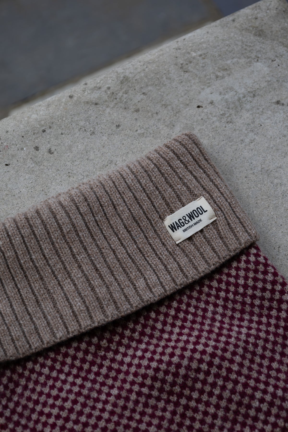 Hundepullover Merino-Lammwolle - Burgundy Karo