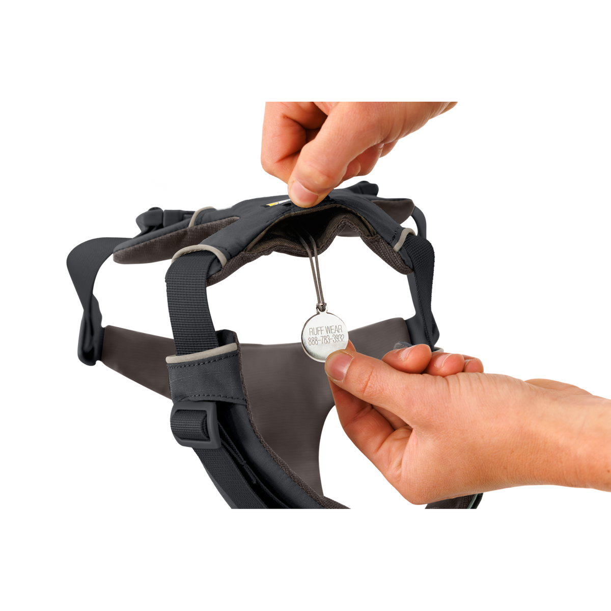 Ruffwear Front Range Geschirr Basalt Gray – Tasche für Hundemarke