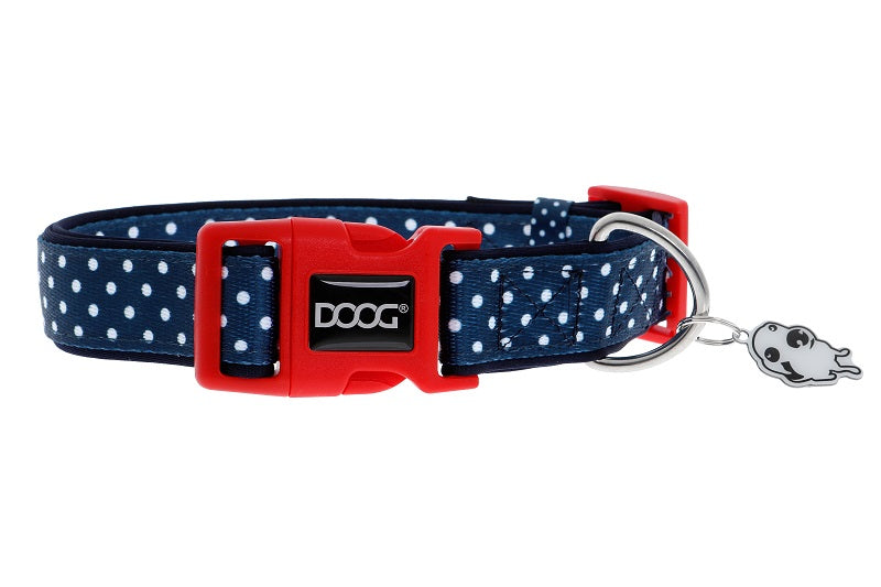 DOOG Neopren Hundehalsband Stella Navy mit Polka Dots