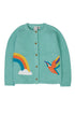 Frugi Colby Strickjacke Mintgrün mit Regenbogen und Eisvogel