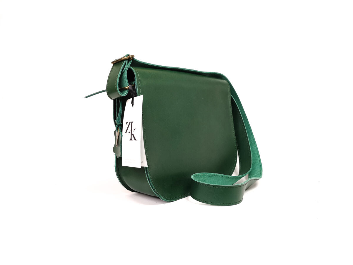 Satteltasche aus Leder in Grün – Ansicht 2