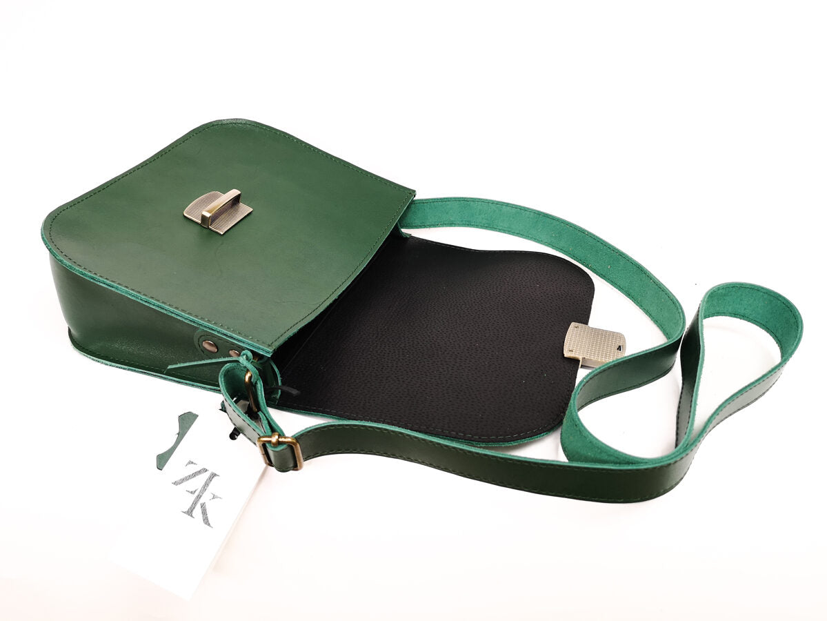 Satteltasche aus Leder in Grün – Ansicht 4