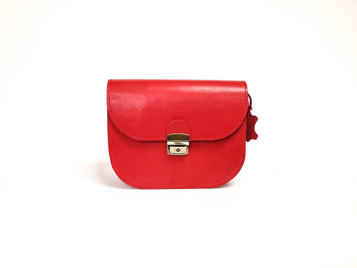 Satteltasche aus Leder in Rot – Ansicht 6