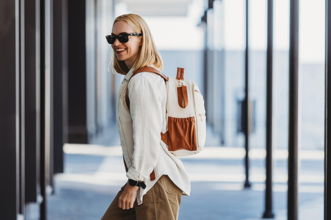 Kleiner Organizer-Rucksack in Creme und Braun – Ansicht 2