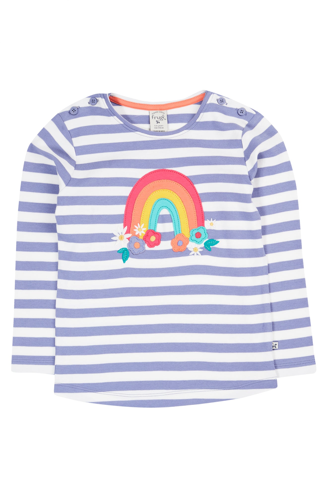 Louise Top mit Regenbogen-Applikation von Frugi